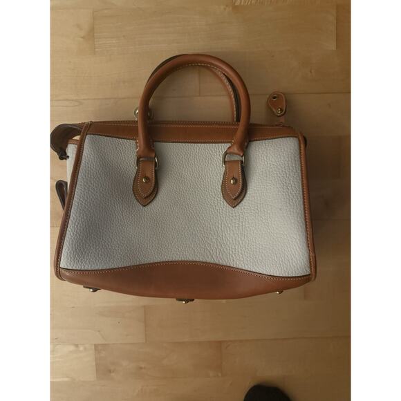 Dooney & Bourke Satchel Zip Top Handle Case Vintage Brown White Equestrian Bag - Picture 5 of 10
